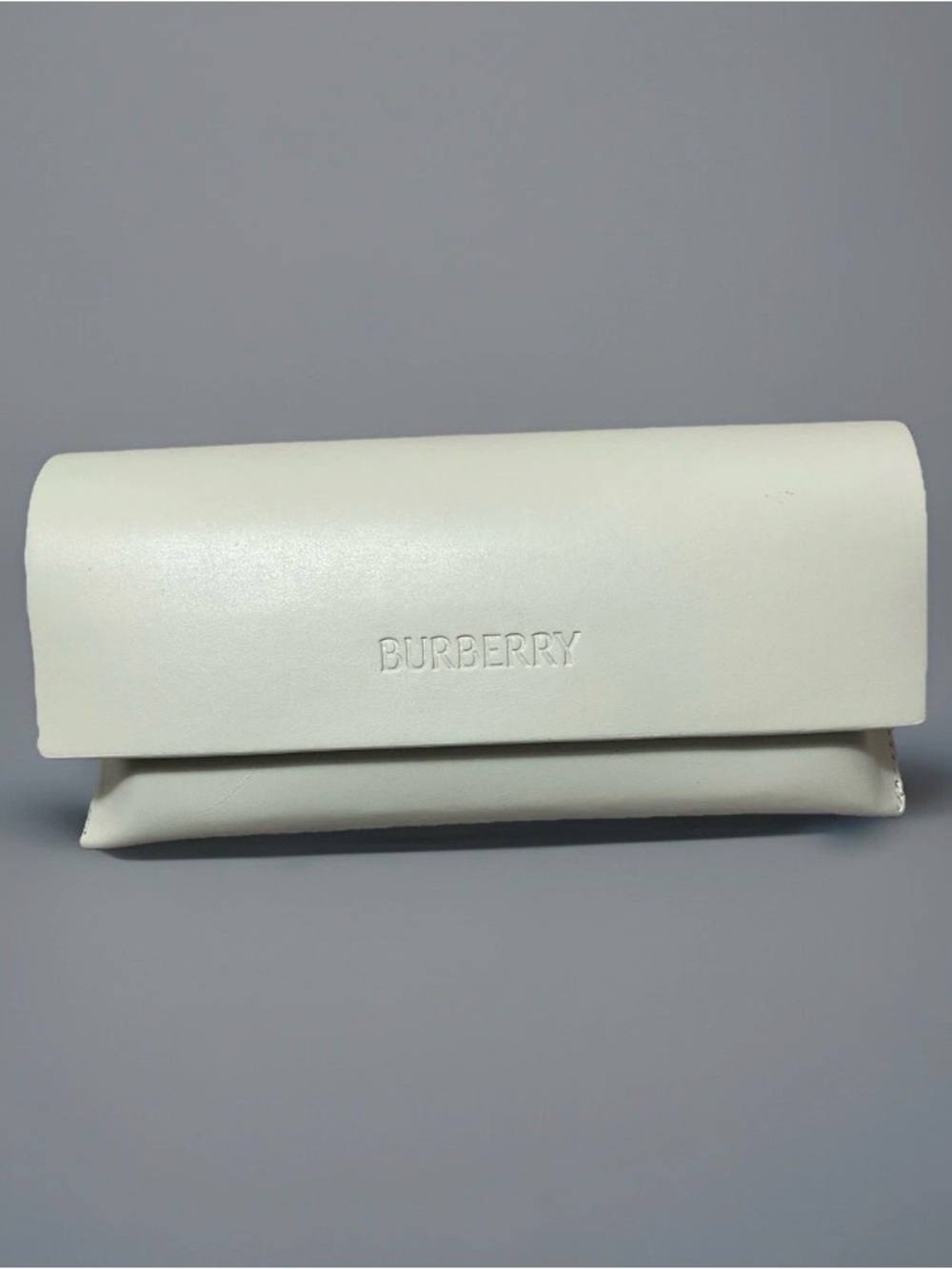 Burberry Eyeglass Case White Leather Storage for Sunglasses with Cleaning Cloth